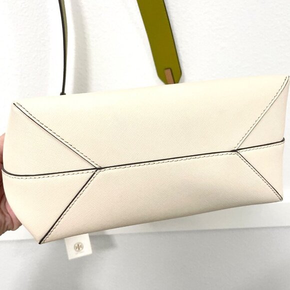 NWT Tory Burch Emerson Color Block Bucket Bag Ivory Blue Green - Picture 5 of 10